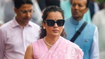 BJP MP Kangana Ranaut during the Monsoon Session of the Parliament. (PTI Photo/Shahbaz Khan)(PTI07_21_2026_000081B) (PTI) BJP MP Kangana Ranaut during the Monsoon Session of the Parliament. (PTI Photo/Shahbaz Khan)(PTI07_21_2026_000081B) (PTI)