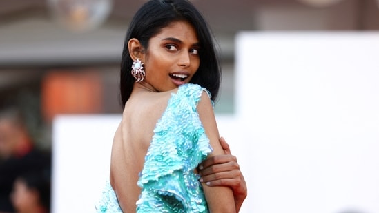Bhavitha Mandava poses on the red carpet during arrivals for the screening of 'Mr Nelson, Did You Kill People?' at the 83rd Venice International Film Festival. 