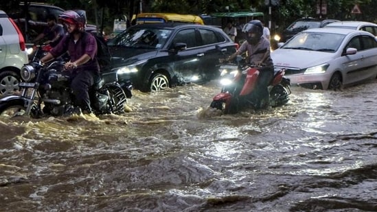 Major arterial connections including Sheetla Mata Road, Old Delhi-Gurugram Road, and stretches connecting Sector 9A, Sector 10, and Sector 17 witnessed water accumulation of up to two feet. Major arterial connections including Sheetla Mata Road, Old Delhi-Gurugram Road, and stretches connecting Sector 9A, Sector 10, and Sector 17 witnessed water accumulation of up to two feet.