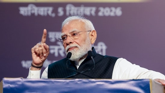 Prime Minister Narendra Modi addresses the centenary celebrations of Shri Ram College of Commerce (SRCC) in New Delhi.