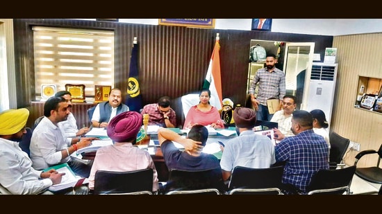 The MC panel meeting in progress in Ludhiana on Saturday. (HT Photo)