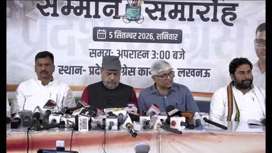 UP Congress press conference in Lucknow on Saturday. (Sourced)