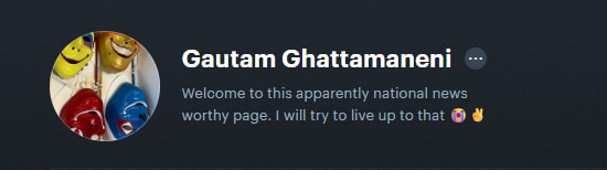 Gautam Ghattamaneni's Letterboxd bio.