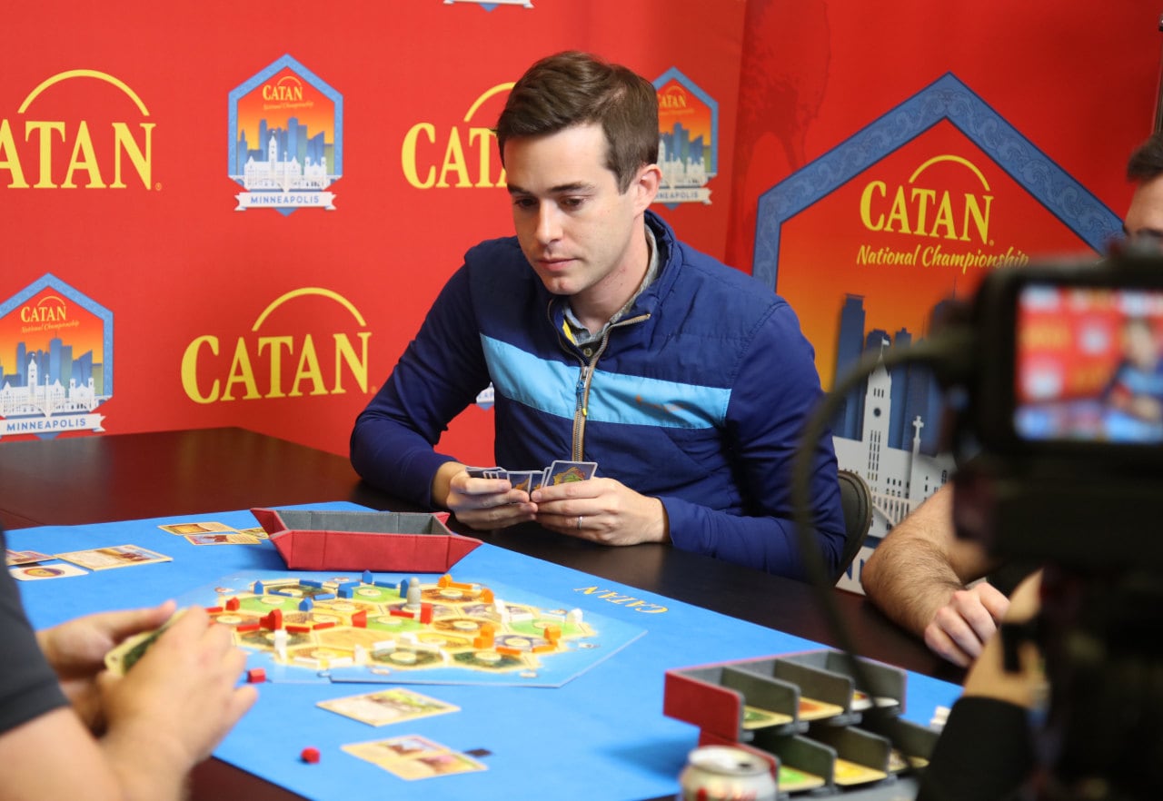 Steven Gurney-Goldman plays at the 2023 Catan U.S. national championship. Steven Gurney-Goldman plays at the 2023 Catan U.S. national championship.