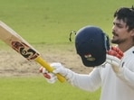 East Zone skipper Ishan Kishan celebrates his century on Day 1 of the Duleep Trophy final against South Zone at the MA Chidambaram Stadium in Chennai on Sunday. (PTI)