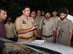 Police personnel at the site of the incident in Lucknow on Saturday. (HT Photo)