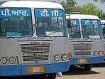 The bus had been left resting on bricks after the thieves removed its seven tyres, including the spare, and two batteries. (HT File)