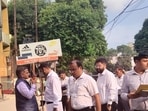 The inspection puts the Lucknow Development Authority’s (LDA) enforcement action under direct scrutiny, as the Supreme Court has sought verification of steps taken against illegal construction in the city. (HT)