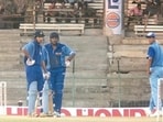 The Indian batter with Ajit Agarkar.