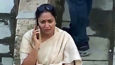 Delhi Chief Minister Rekha Gupta at the Satya Niketan PG building collapse site, in New Delhi on Sunday. (ANI Video Grab) Delhi Chief Minister Rekha Gupta at the Satya Niketan PG building collapse site, in New Delhi on Sunday. (ANI Video Grab)