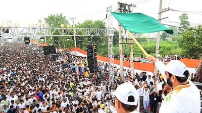 Haryana Chief Minister Nayab Saini flags off the youth marathon in Rewari on Sunday with BJP State Vice President Laxman Singh Yadav. (@NayabSainiBJP/X) Haryana Chief Minister Nayab Saini flags off the youth marathon in Rewari on Sunday with BJP State Vice President Laxman Singh Yadav. (@NayabSainiBJP/X)