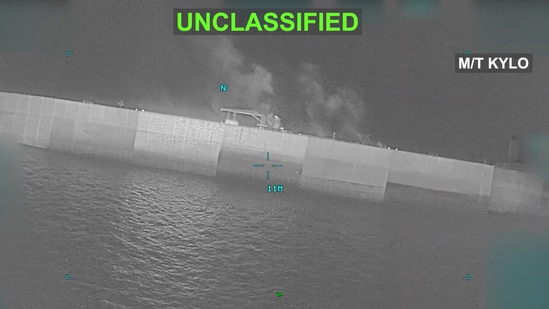 As per Marine Traffic, MT Kylo is a Comoros-flagged crude oil tanker. Online traffic tracking websites also detect that tanker to have been in the Gulf of Oman. (US CENTCOM on X)