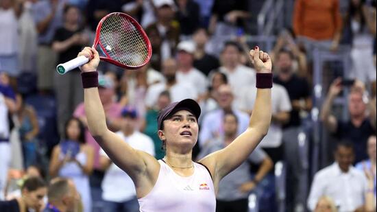 USA's Iva Jovic celebrates after defeating Philippines' Alexandra Eala in the US Open. (AFP)