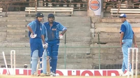 The Indian batter with Ajit Agarkar. (JioHotstar)