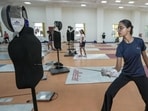 A fencer practising in Patiala. (PTI)