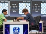 Magnus Carlsen after beating Viswanathan Anand in Global Chess League. (GCL)