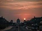 Gram it: As the sun sets behind the Rashtrapati Bhavan in Delhi, it lends a picturesque view to this popular venue amid the monsoon skies. As per the met department, the city will experience a sunny and warm day today, with a maximum temperature of around 34°C.