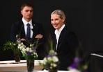 Alice Weide, federal chairwoman and co-chairwoman of the AfD parliamentary group in the Bundestag, smiles at the AfD's election party at the Altes Theater, in Magdeburg, Germany, Sunday, Sept. 6, 2026.