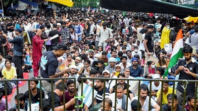 People protesting over alleged examination irregularities and NEET paper leak. (Sathiya/ANI) People protesting over alleged examination irregularities and NEET paper leak. (Sathiya/ANI)