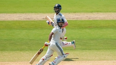 East Zone's captain Ishan Kishan, front, and Anukul Roy run between the wickets on day 2 of the Duleep Trophy 2026-27 final cricket match between South Zone and East Zone (PTI) East Zone's captain Ishan Kishan, front, and Anukul Roy run between the wickets on day 2 of the Duleep Trophy 2026-27 final cricket match between South Zone and East Zone (PTI)