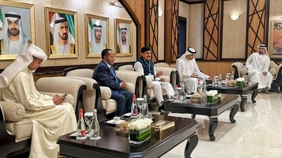 Madhya Pradesh Chief Minister Mohan Yadav interacts with global investors and industrial leaders during the AIM Congress 2026 at the World Trade Centre, in Dubai, UAE. (@DrMohanYadav51) Madhya Pradesh Chief Minister Mohan Yadav interacts with global investors and industrial leaders during the AIM Congress 2026 at the World Trade Centre, in Dubai, UAE. (@DrMohanYadav51)