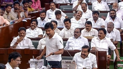 File photo: DMK leader and Tamil Nadu LoP Udhayanidhi Stalin speaks during the Monsoon Session at the Legislative Assembly, in Chennai (Tamil Nadu Assembly via ANI)