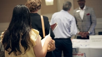 A job fair in Dallas in July. A job fair in Dallas in July.