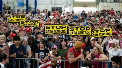 Attendees at a recent Trump rally in Michigan showed opposition to data centers.