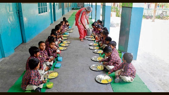 If the workers remain absent, school will seek help from mothers of students living nearby to prepare the meals. (HT Photo)