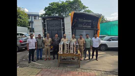Police seized speakers, amplifiers, mixers and other equipment used in the alleged violations. (HT PHOTO)
