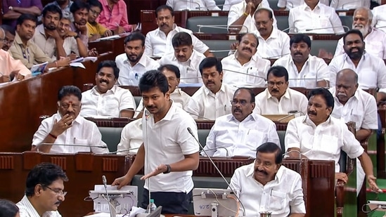 File photo: DMK leader and Tamil Nadu LoP Udhayanidhi Stalin speaks during the Monsoon Session at the Legislative Assembly, in Chennai (Tamil Nadu Assembly via ANI)