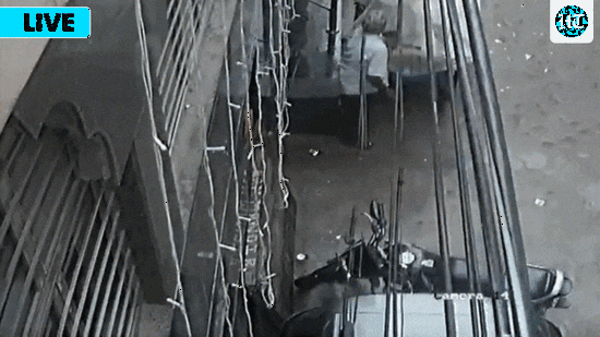 CTV footage from the building collapse site in Satya Niketan, Delhi’s South-West district.