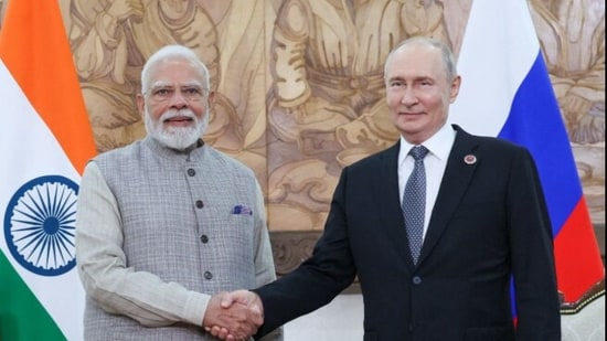 PM Modi with Russian President Vladimir Putin on the sidelines of the SCO summit in Bishkek, Kyrgyzstan (X/@narendramodi)