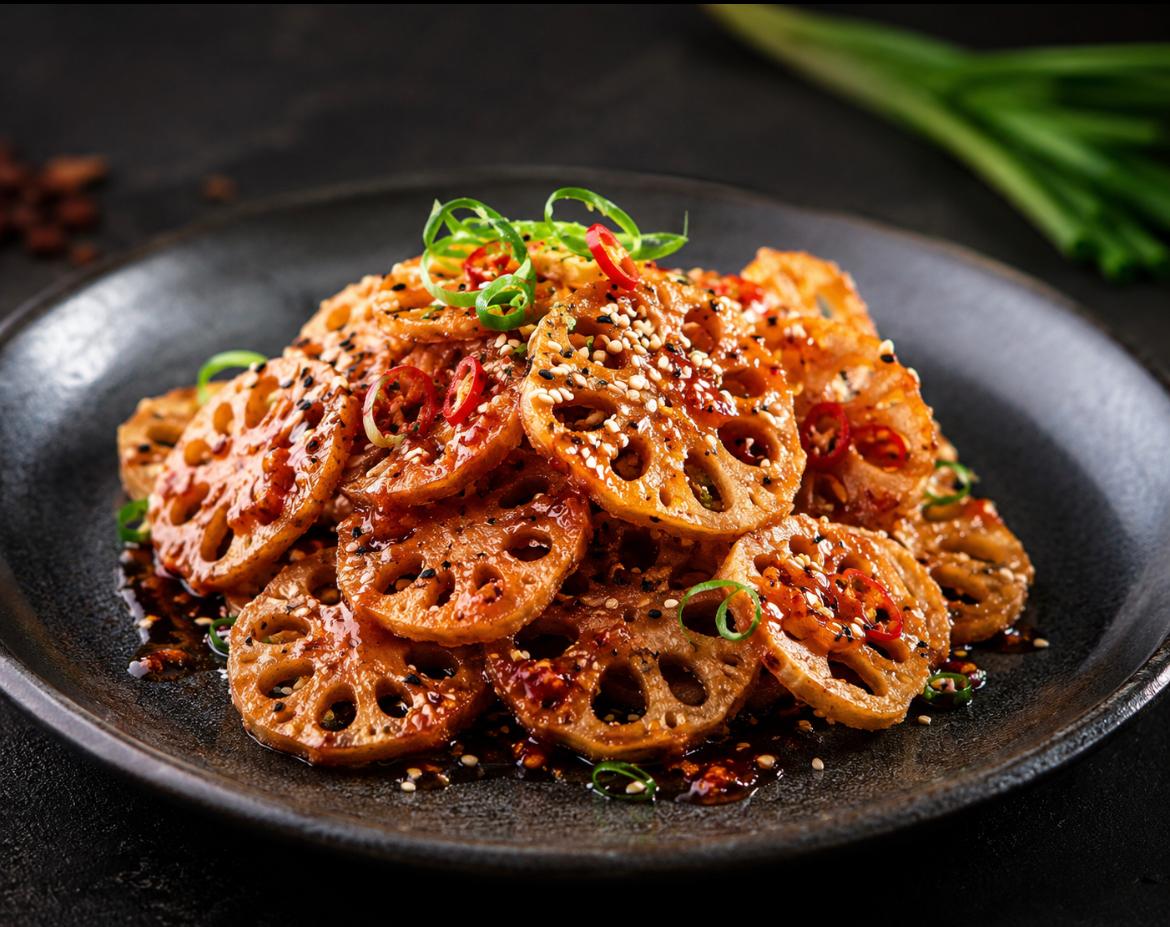 Crispy lotus stem with sweet chilli and sesame recipe. (Le Meridian) Crispy lotus stem with sweet chilli and sesame recipe. (Le Meridian)