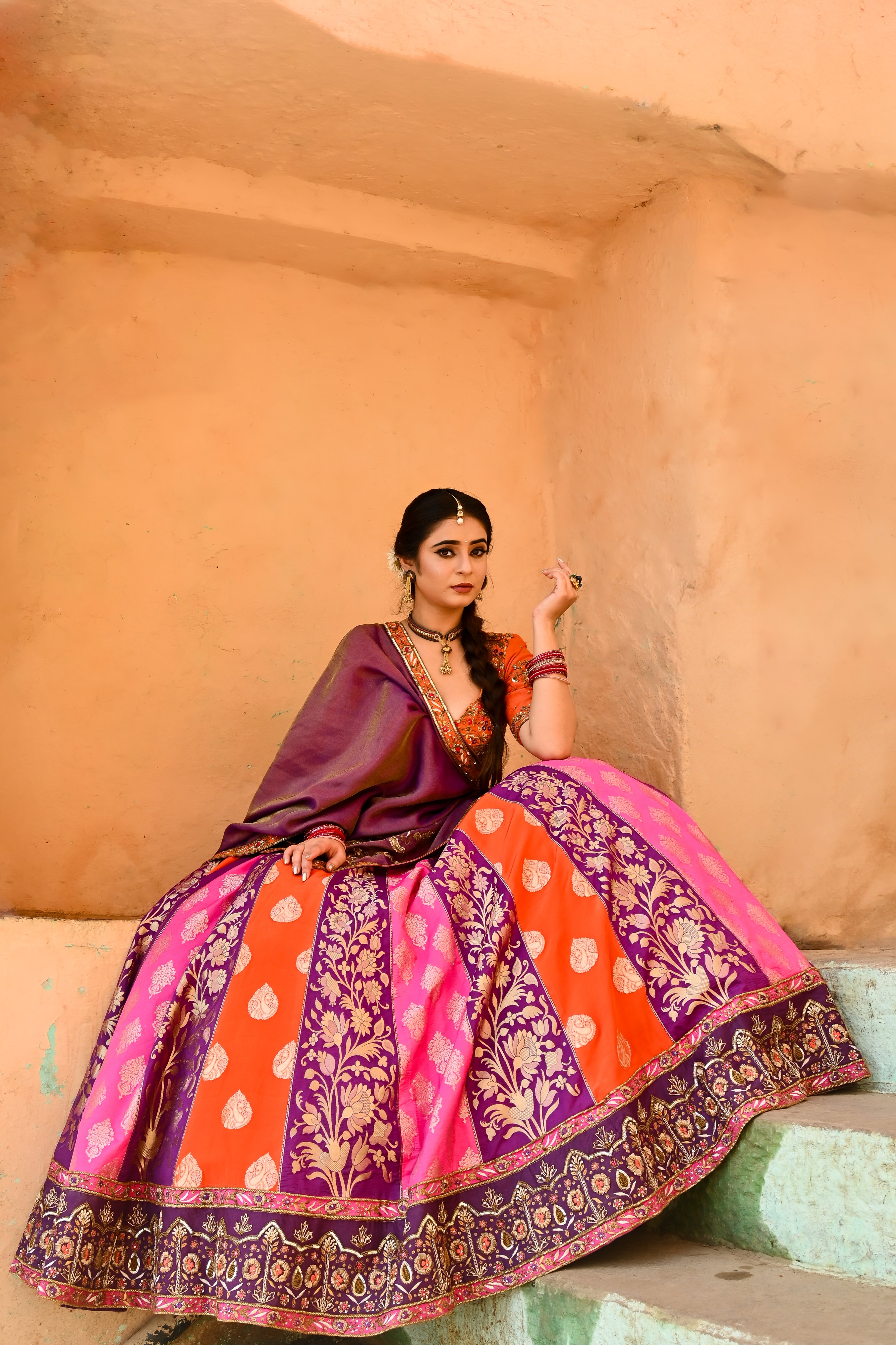 For the bride who is drawn to timeless Indian elegance, the Banarasi lehenga is an effortless classic. (Ridhi Garg) For the bride who is drawn to timeless Indian elegance, the Banarasi lehenga is an effortless classic. (Ridhi Garg)