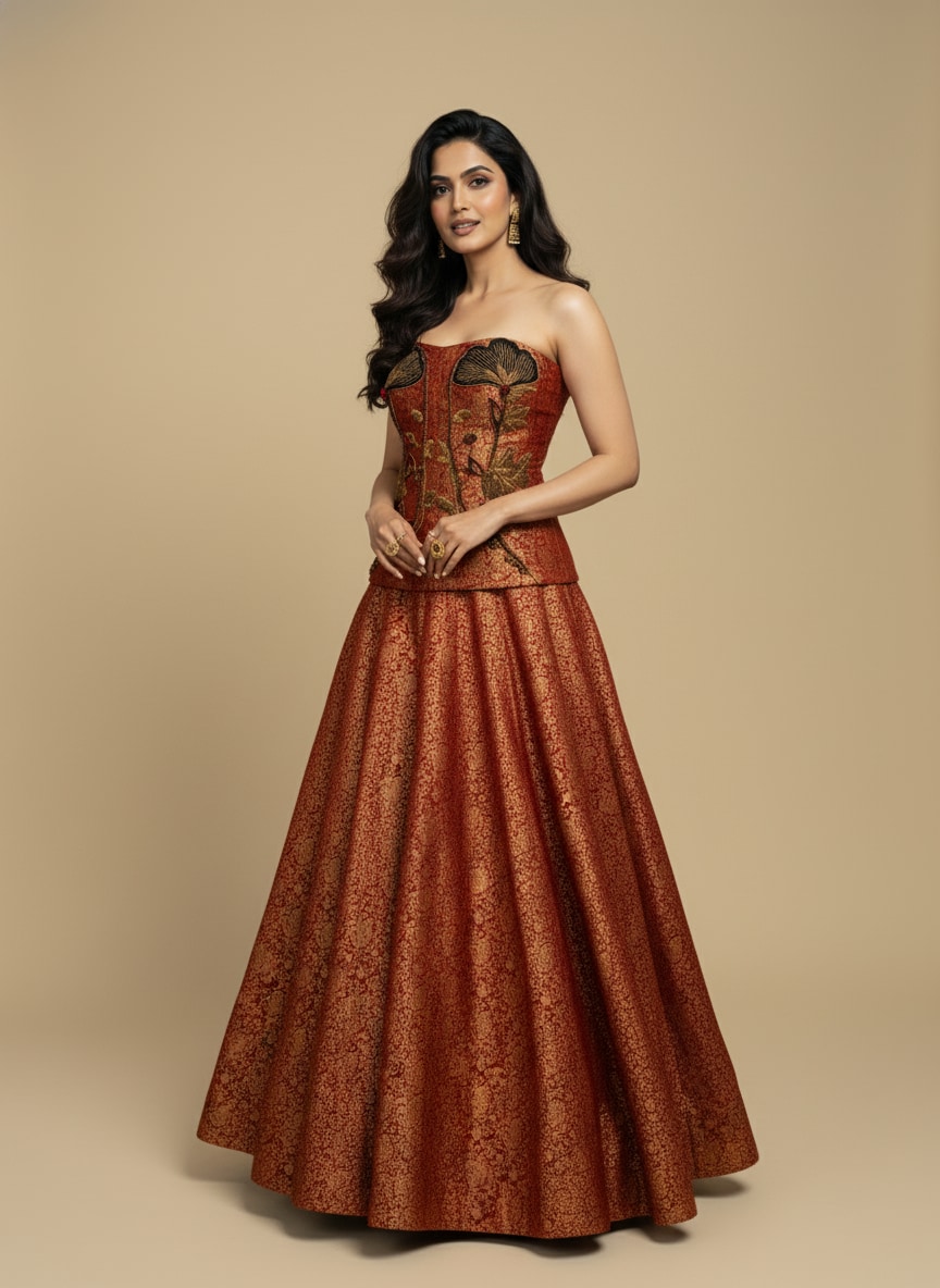 The corset lehenga is for the modern bride who wants to experiment with structure and silhouette. (Ridhi Garg) The corset lehenga is for the modern bride who wants to experiment with structure and silhouette. (Ridhi Garg)