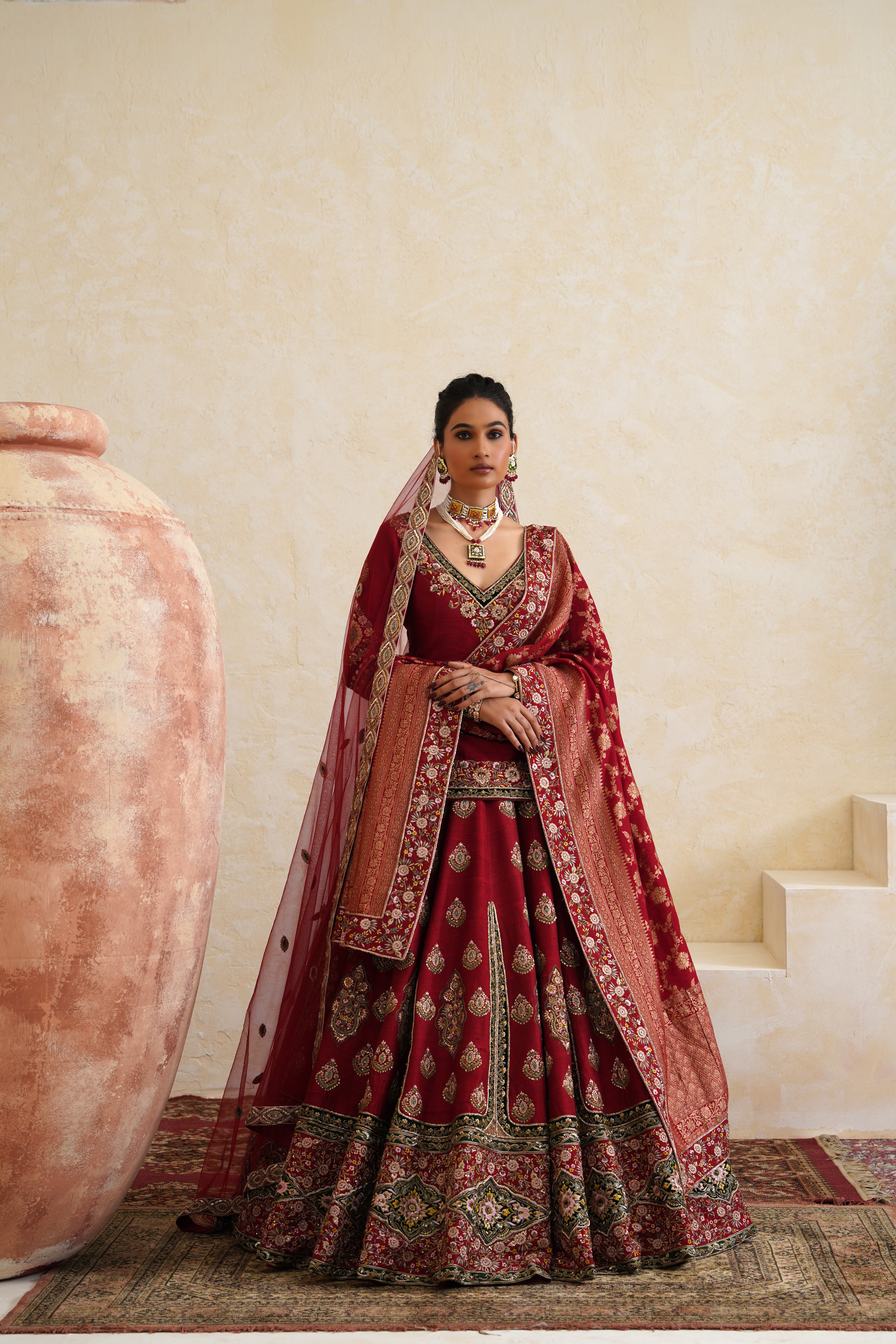 For those who love the richness of Indian craft, a traditional Rajasthani lehenga makes a statement through colour, detailing and heritage. (Ridhi Garg) For those who love the richness of Indian craft, a traditional Rajasthani lehenga makes a statement through colour, detailing and heritage. (Ridhi Garg)