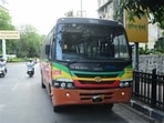 BEST Bus parked outside Worli Police station after the accident.
