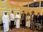 Cabinet minister Aman Arora with dignitaries in Dubai on Monday.