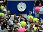 Fans wait for Spain's Carlos Alcaraz to come sign autographs after he defeated USA's Tommy Paul in their men's singles round of 16 tennis match on day eight of the US Open tennis tournament at the USTA Billie Jean King National Tennis Center in New York. (AFP)