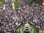 MPSC aspirants and students during a protest march against alleged irregularities in competitive examinations, in Pune, Monday. (PTI)