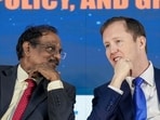 ISRO Chairman V Narayanan in a conversation with US Ambassador to India, Sergio Gor during the inaugural session of 9th Bengaluru Space Expo 2026.