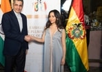 Arlette Gabriela Bustamante Garcia, Counsellor, Embassy of the Plurinational State of Bolivia and Dr Aman Puri, Joint Secretary, South America, Ministry of External Affairs, India