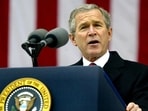 President George W. Bush speaks at Arlington National Cemetery in Virginia, Nov. 11, 2003.