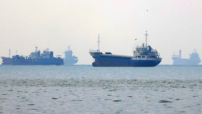 Vessels transit the Hormuz Strait off the coast of Iran's southern port city of Bandar Abbas. (AFP/Representational Image) Vessels transit the Hormuz Strait off the coast of Iran's southern port city of Bandar Abbas. (AFP/Representational Image)