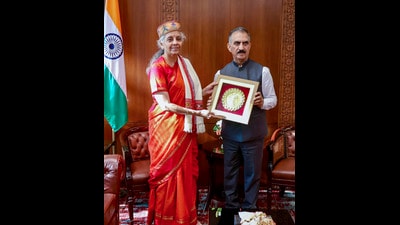 Union Finance Minister Nirmala Sitharaman during a meeting with Himachal Pradesh Chief Minister Sukhvinder Singh Sukhu. (PTI) Union Finance Minister Nirmala Sitharaman during a meeting with Himachal Pradesh Chief Minister Sukhvinder Singh Sukhu. (PTI)
