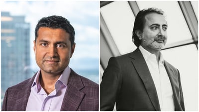 Palantir Chief Technology Officer Shyam Sankar (L) and venture capitalist Hemant Taneja (R) were added to the list of immigrant billionaires in the US in 2026.