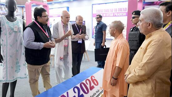 Chief minister Yogi Adityanath at the UP Textile Conclave-2026 in Lucknow on Tuesday. (HT)