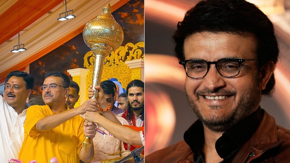 দুর্গাপুজোয় ইডেনের মেগা শো নিয়ে শুভেন্দু অধিকারী যেমন বলবেন, সেভাবেই করা হবে, জানালেন সৌরভ গঙ্গোপাধ্যায়। (ছবি সৌজন্যে এএনআই এবং এপি)