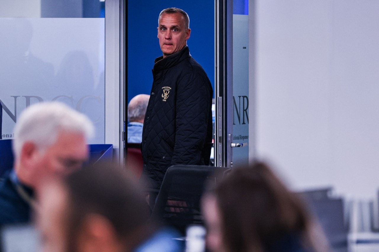 Lewandowski after a FEMA news conference in January. Lewandowski after a FEMA news conference in January.